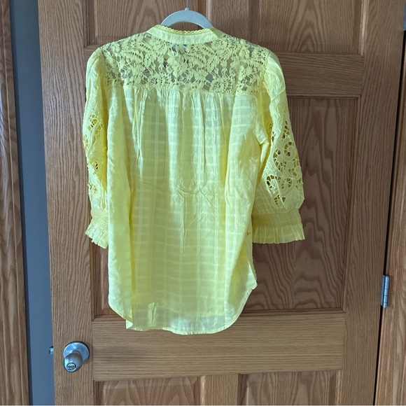 NWT Sundance Yellow Lace Blouse Garbo - Picture 4 of 5